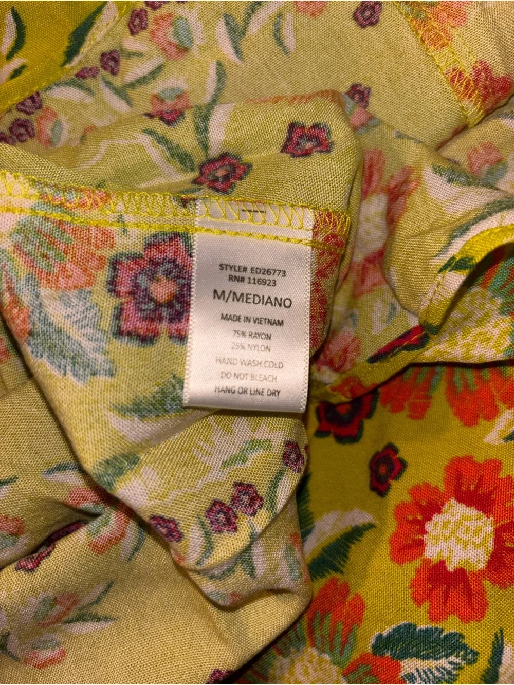 Easel Los Angeles Yellow Floral Boho Dress Size Medium Tiered Sundress - Picture 3 of 6